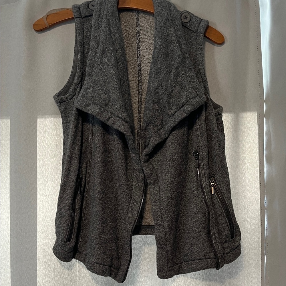 GAP Charcoal Gray Draped Sleeveless Zip-Pocket Vest